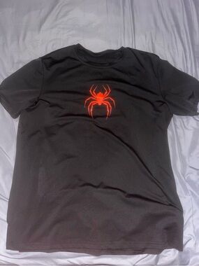 Black T-Shirt with Red Spider Graphic - Men's Casual Tee
